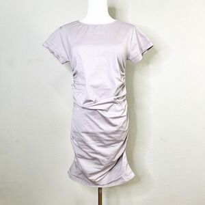 BLANQI Maternity Everyday Ruched Bodycon T-Shirt Dress Gray Short Sleeve M/L